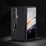 For Honor Magic Vs ABEEL Integrated Genuine Leather Luxury Series Phone Case with Holder(Black)