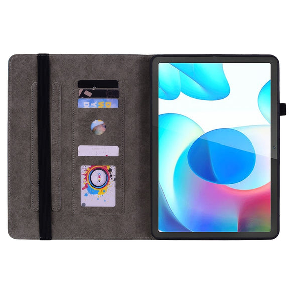 For Realme Pad 10.4 / Pad 5G 10.4 Butterfly Rose Embossed Leather Tablet Case(Dark Blue)