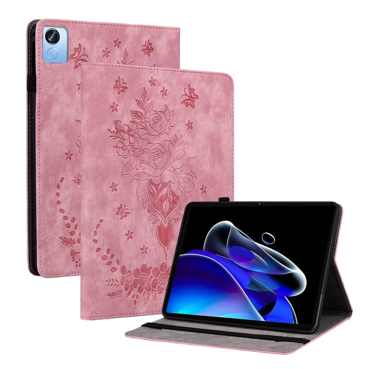 For Realme Pad X Butterfly Rose Embossed Leather Tablet Case(Pink) - Realme by PMC TechLife | Online Shopping South Africa | PMC TechLife | Buy Now Pay Later Mobicred