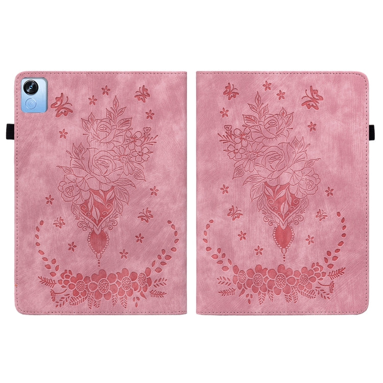 For Realme Pad X Butterfly Rose Embossed Leather Tablet Case(Pink) - Realme by PMC TechLife | Online Shopping South Africa | PMC TechLife | Buy Now Pay Later Mobicred