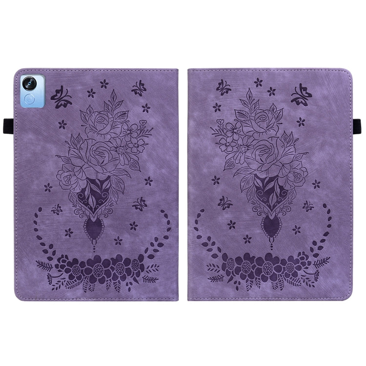 For Realme Pad X Butterfly Rose Embossed Leather Tablet Case(Purple) - Realme by PMC TechLife | Online Shopping South Africa | PMC TechLife | Buy Now Pay Later Mobicred