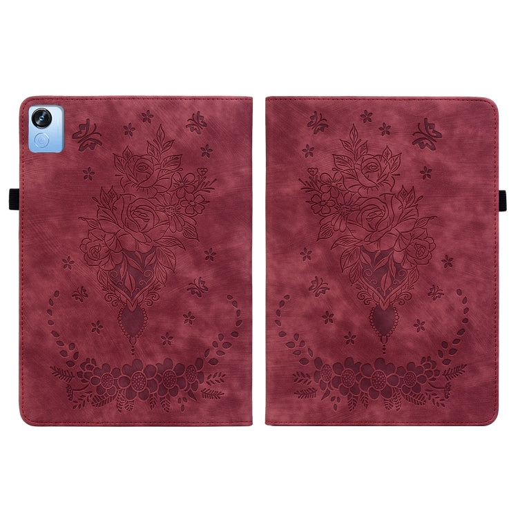 For Realme Pad X Butterfly Rose Embossed Leather Tablet Case(Red) - Realme by PMC TechLife | Online Shopping South Africa | PMC TechLife | Buy Now Pay Later Mobicred