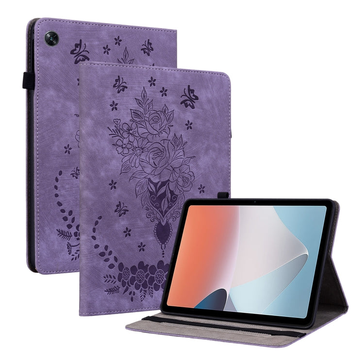 For OPPO Pad Air Butterfly Rose Embossed Leather Tablet Case(Purple) - OPPO by PMC TechLife | Online Shopping South Africa | PMC TechLife | Buy Now Pay Later Mobicred