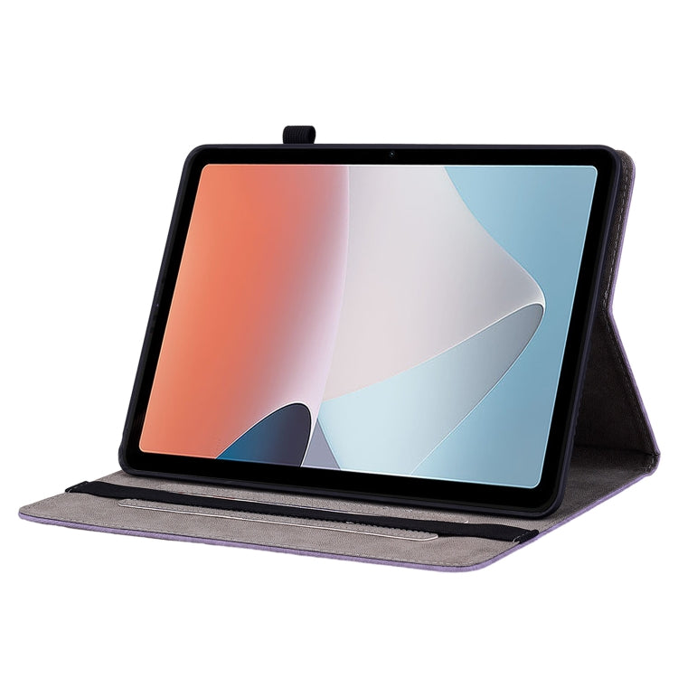 For OPPO Pad Air Butterfly Rose Embossed Leather Tablet Case(Purple)