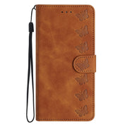 For iPhone 16 Pro Max Seven Butterflies Embossed Leather Phone Case(Brown)