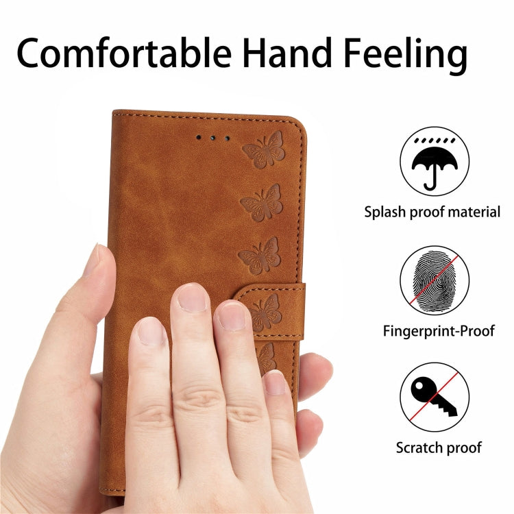 For iPhone 16 Pro Max Seven Butterflies Embossed Leather Phone Case(Brown) - iPhone 16 Pro Max Cases by PMC TechLife | Online Shopping South Africa | PMC TechLife | Buy Now Pay Later Mobicred