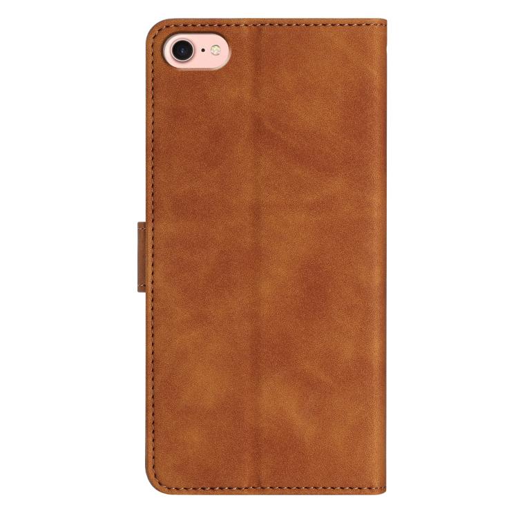 For iPhone 16e Seven Butterflies Embossed Leather Phone Case(Brown) - iPhone 16e Cases by PMC TechLife | Online Shopping South Africa | PMC TechLife | Buy Now Pay Later Mobicred