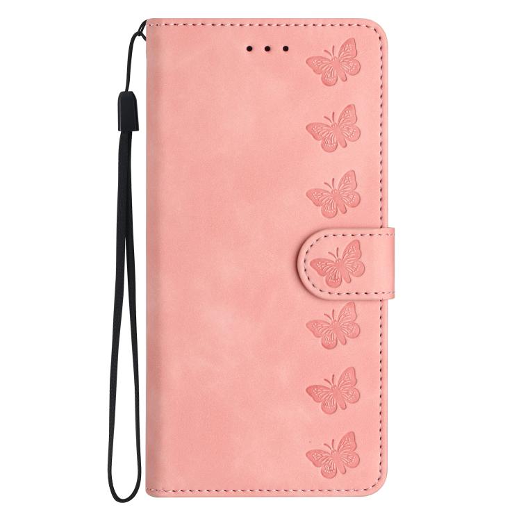 For iPhone 16e Seven Butterflies Embossed Leather Phone Case(Pink) - iPhone 16e Cases by PMC TechLife | Online Shopping South Africa | PMC TechLife | Buy Now Pay Later Mobicred