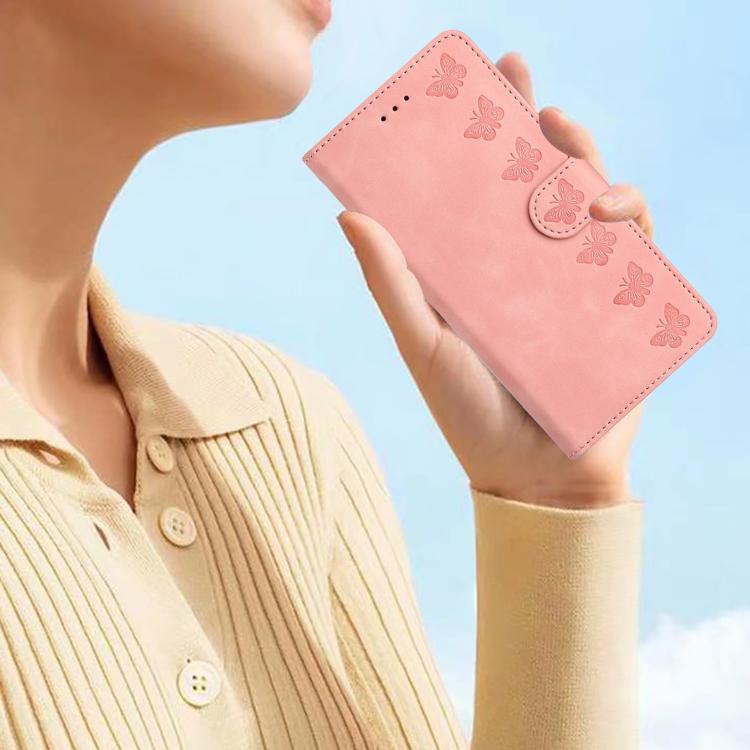 For iPhone 16e Seven Butterflies Embossed Leather Phone Case(Pink) - iPhone 16e Cases by PMC TechLife | Online Shopping South Africa | PMC TechLife | Buy Now Pay Later Mobicred