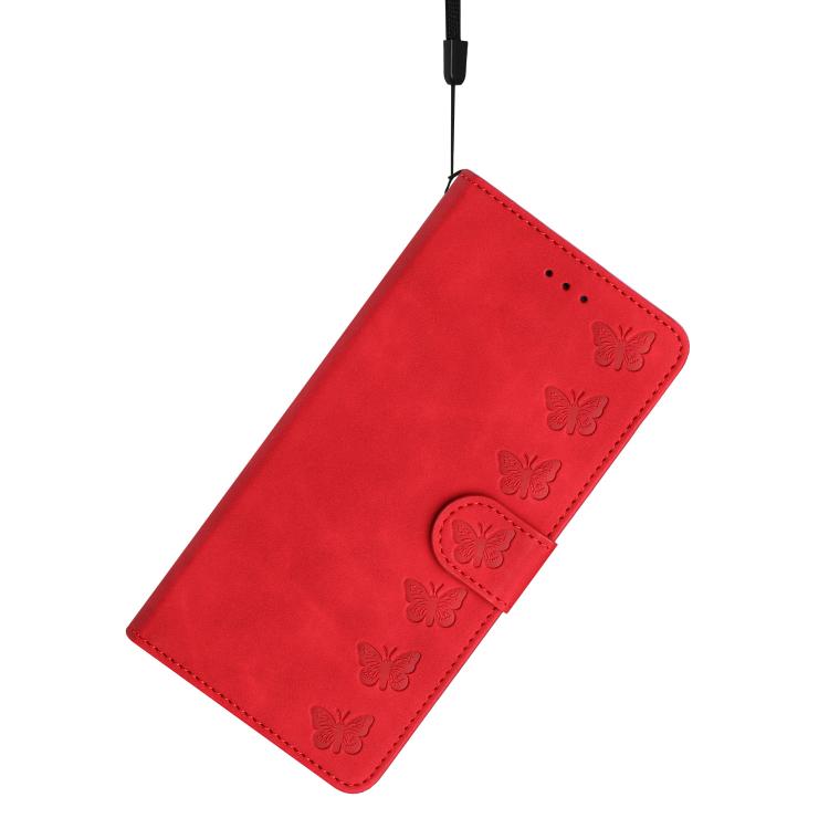For iPhone 16e Seven Butterflies Embossed Leather Phone Case(Red) - iPhone 16e Cases by PMC TechLife | Online Shopping South Africa | PMC TechLife | Buy Now Pay Later Mobicred