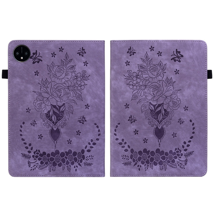 For Huawei MatePad Pro 11 2022 Butterfly Rose Embossed Leather Tablet Case(Purple) - Huawei Cases by PMC TechLife | Online Shopping South Africa | PMC TechLife | Buy Now Pay Later Mobicred