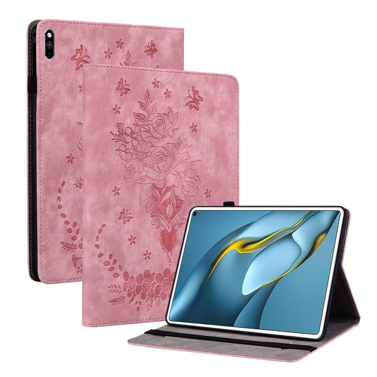 For Huawei MatePad Pro 10.8 2021 / 2018 Butterfly Rose Embossed Leather Tablet Case(Pink) - Huawei Cases by PMC TechLife | Online Shopping South Africa | PMC TechLife | Buy Now Pay Later Mobicred