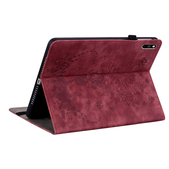 For Huawei MatePad Pro 10.8 2021 / 2018 Butterfly Rose Embossed Leather Tablet Case(Red)