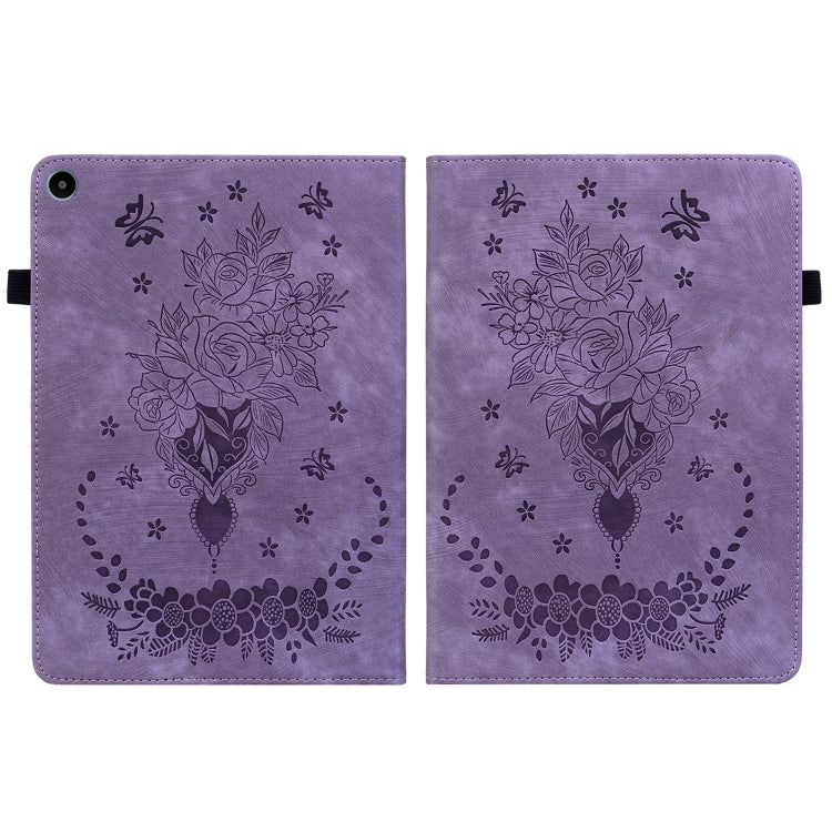 For Huawei MatePad SE 10.4 Butterfly Rose Embossed Leather Tablet Case(Purple)