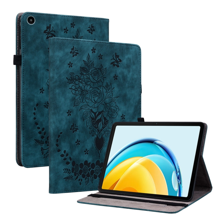 For Huawei MatePad SE 10.4 Butterfly Rose Embossed Leather Tablet Case(Dark Blue) - Huawei Cases by PMC TechLife | Online Shopping South Africa | PMC TechLife | Buy Now Pay Later Mobicred