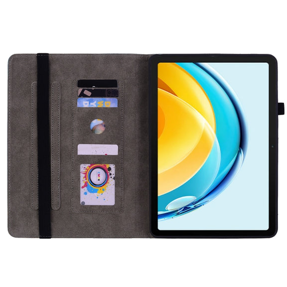 For Huawei MatePad SE 10.4 Butterfly Rose Embossed Leather Tablet Case(Dark Blue)
