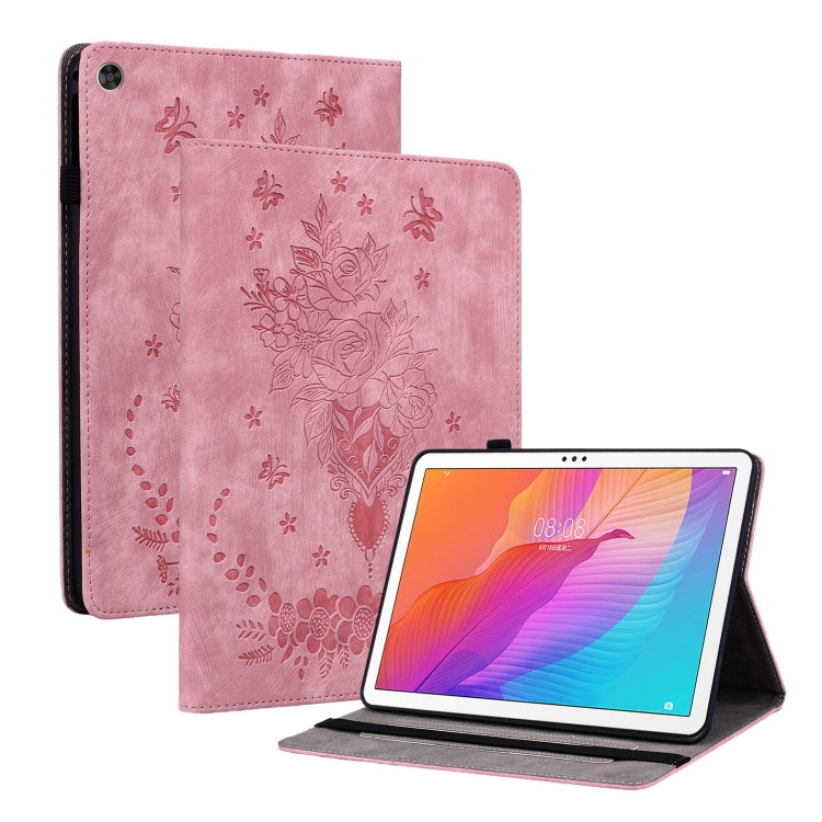 For Huawei MatePad T 10s / Enjoy Tablet 2 Butterfly Rose Embossed Leather Tablet Case(Pink) - Huawei Cases by PMC TechLife | Online Shopping South Africa | PMC TechLife | Buy Now Pay Later Mobicred