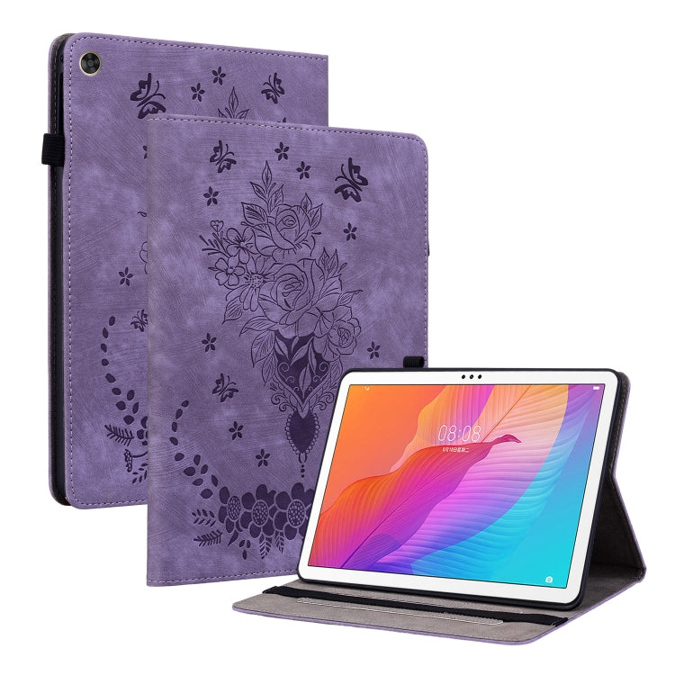 For Huawei MatePad T 10s/Enjoy Tablet 2 Butterfly Rose Embossed Leather Tablet Case(Purple) - Huawei Cases by PMC TechLife | Online Shopping South Africa | PMC TechLife | Buy Now Pay Later Mobicred