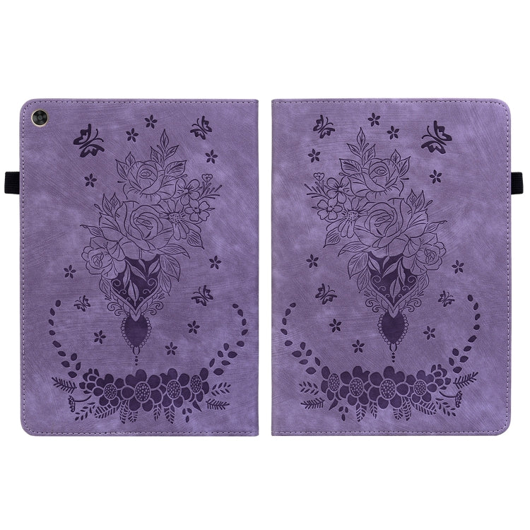 For Huawei MatePad T 10s/Enjoy Tablet 2 Butterfly Rose Embossed Leather Tablet Case(Purple) - Huawei Cases by PMC TechLife | Online Shopping South Africa | PMC TechLife | Buy Now Pay Later Mobicred