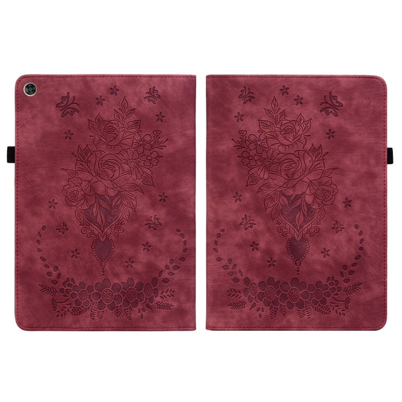 For Huawei MatePad T 10s/Enjoy Tablet 2 Butterfly Rose Embossed Leather Tablet Case(Red)