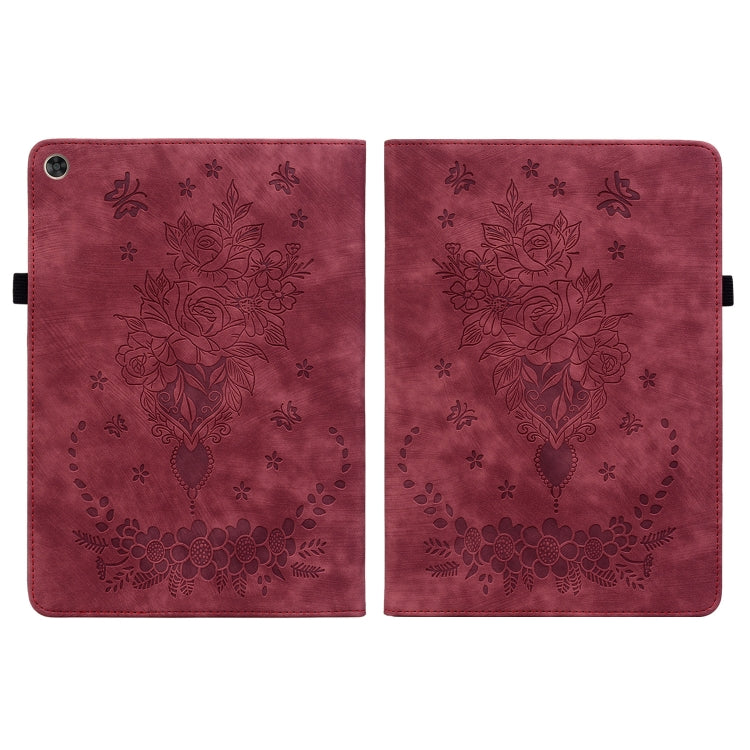 For Huawei MatePad T 10s/Enjoy Tablet 2 Butterfly Rose Embossed Leather Tablet Case(Red)