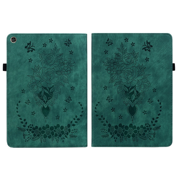For Huawei MatePad T 10s / Enjoy Tablet 2 Butterfly Rose Embossed Leather Tablet Case(Green)