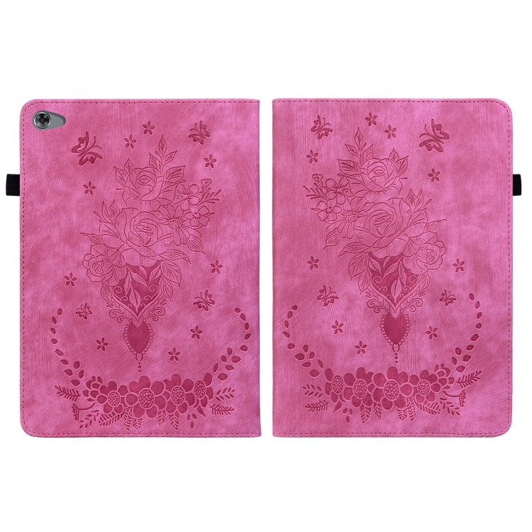 For Huawei MediaPad M5 Lite / C5 10.1 Butterfly Rose Embossed Leather Tablet Case(Rose Red) - Huawei Cases by PMC TechLife | Online Shopping South Africa | PMC TechLife | Buy Now Pay Later Mobicred