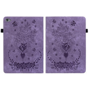 For Huawei MediaPad M5 Lite / C5 10.1 Butterfly Rose Embossed Leather Tablet Case(Purple)