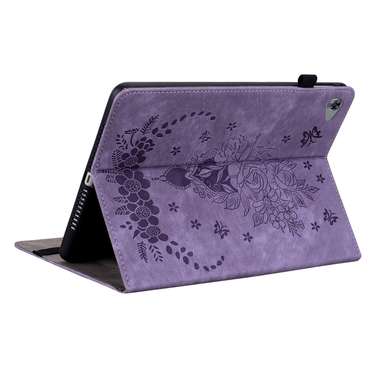 For Huawei MediaPad M5 Lite / C5 10.1 Butterfly Rose Embossed Leather Tablet Case(Purple) - Huawei Cases by PMC TechLife | Online Shopping South Africa | PMC TechLife | Buy Now Pay Later Mobicred