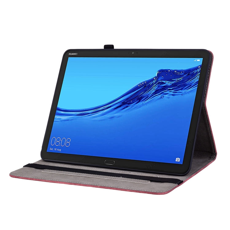 For Huawei MediaPad M5 Lite / C5 10.1 Butterfly Rose Embossed Leather Tablet Case(Red)