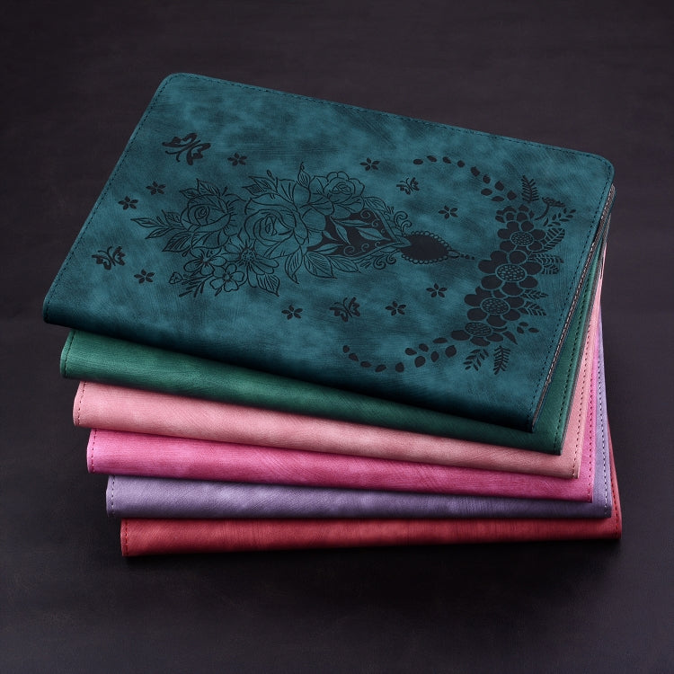 For Huawei MatePad Pro 10.8 2021 / 2018 Butterfly Rose Embossed Leather Tablet Case(Red)