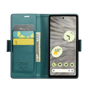 For Google Pixel 7a CaseMe 023 Butterfly Buckle Litchi Texture RFID Anti-theft Leather Phone Case(Pearly Blue)