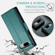 For Google Pixel 8 CaseMe 023 Butterfly Buckle Litchi Texture RFID Anti-theft Leather Phone Case(Pearly Blue)