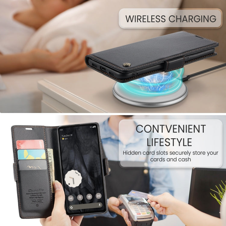 For Google Pixel 8 Pro CaseMe 023 Butterfly Buckle Litchi Texture RFID Anti-theft Leather Phone Case(Black) - free shipping - PMC Jewellery - Order now!