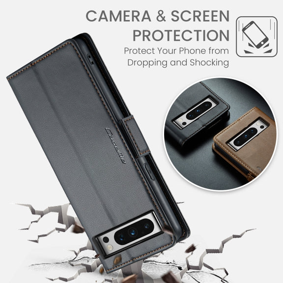 For Google Pixel 8 Pro CaseMe 023 Butterfly Buckle Litchi Texture RFID Anti-theft Leather Phone Case(Black)