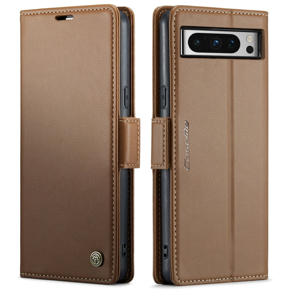 For Google Pixel 8 Pro CaseMe 023 Butterfly Buckle Litchi Texture RFID Anti-theft Leather Phone Case(Brown)