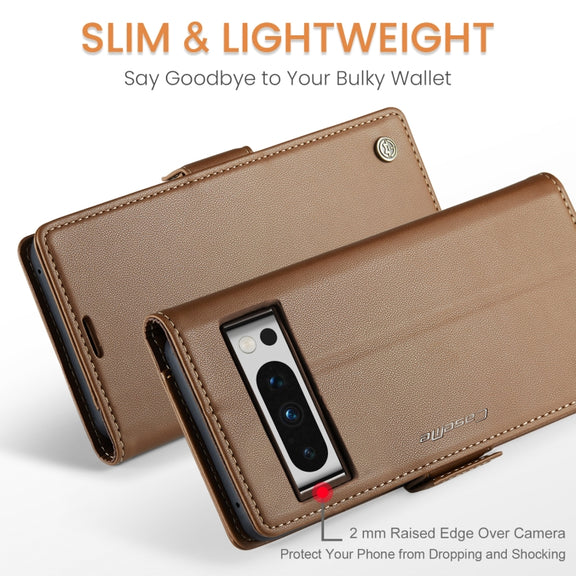 For Google Pixel 8 Pro CaseMe 023 Butterfly Buckle Litchi Texture RFID Anti-theft Leather Phone Case(Brown)