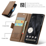 For Google Pixel 8 Pro CaseMe 023 Butterfly Buckle Litchi Texture RFID Anti-theft Leather Phone Case(Brown)