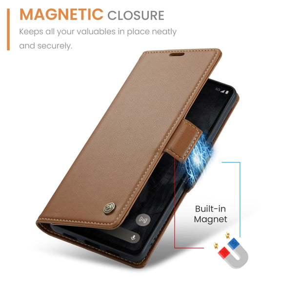 For Google Pixel 8 Pro CaseMe 023 Butterfly Buckle Litchi Texture RFID Anti-theft Leather Phone Case(Brown)
