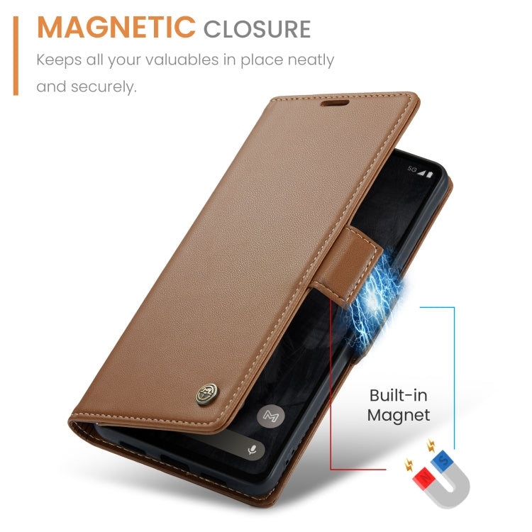 For Google Pixel 8 Pro CaseMe 023 Butterfly Buckle Litchi Texture RFID Anti-theft Leather Phone Case(Brown)