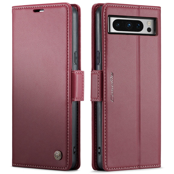 For Google Pixel 8 Pro CaseMe 023 Butterfly Buckle Litchi Texture RFID Anti-theft Leather Phone Case(Wine Red)