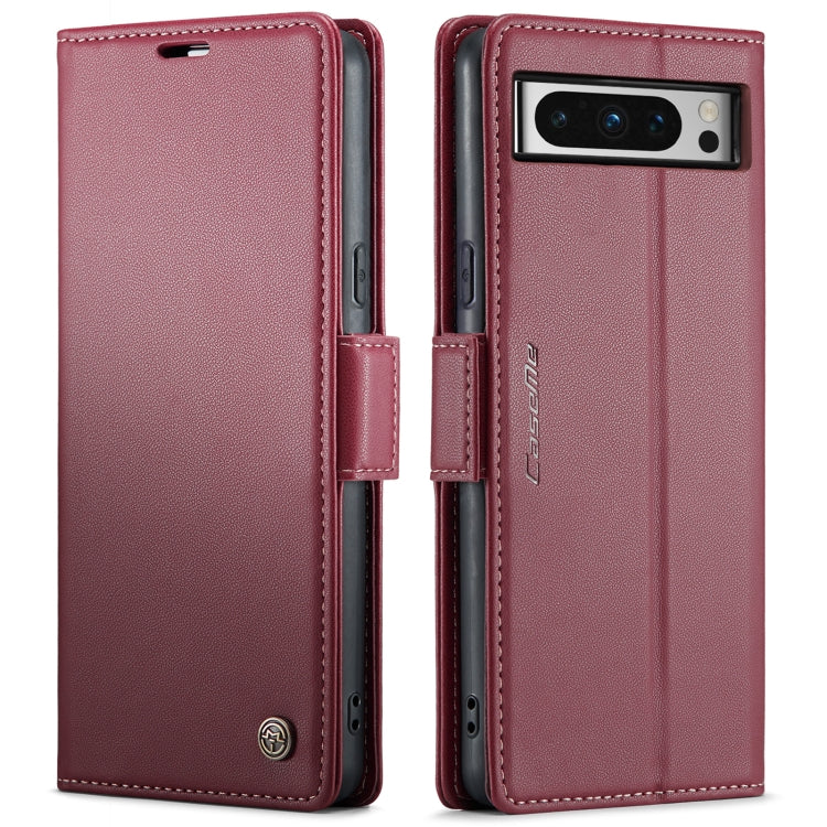For Google Pixel 8 Pro CaseMe 023 Butterfly Buckle Litchi Texture RFID Anti-theft Leather Phone Case(Wine Red)