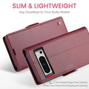 For Google Pixel 8 Pro CaseMe 023 Butterfly Buckle Litchi Texture RFID Anti-theft Leather Phone Case(Wine Red)
