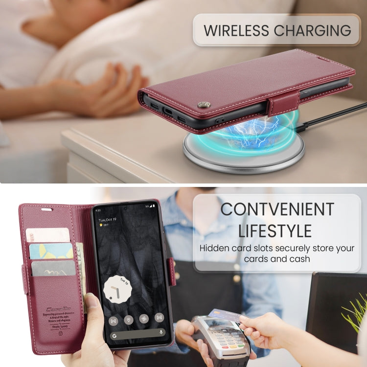 For Google Pixel 8 Pro CaseMe 023 Butterfly Buckle Litchi Texture RFID Anti-theft Leather Phone Case(Wine Red)