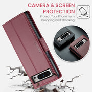 For Google Pixel 8 Pro CaseMe 023 Butterfly Buckle Litchi Texture RFID Anti-theft Leather Phone Case(Wine Red)