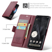 For Google Pixel 8 Pro CaseMe 023 Butterfly Buckle Litchi Texture RFID Anti-theft Leather Phone Case(Wine Red)