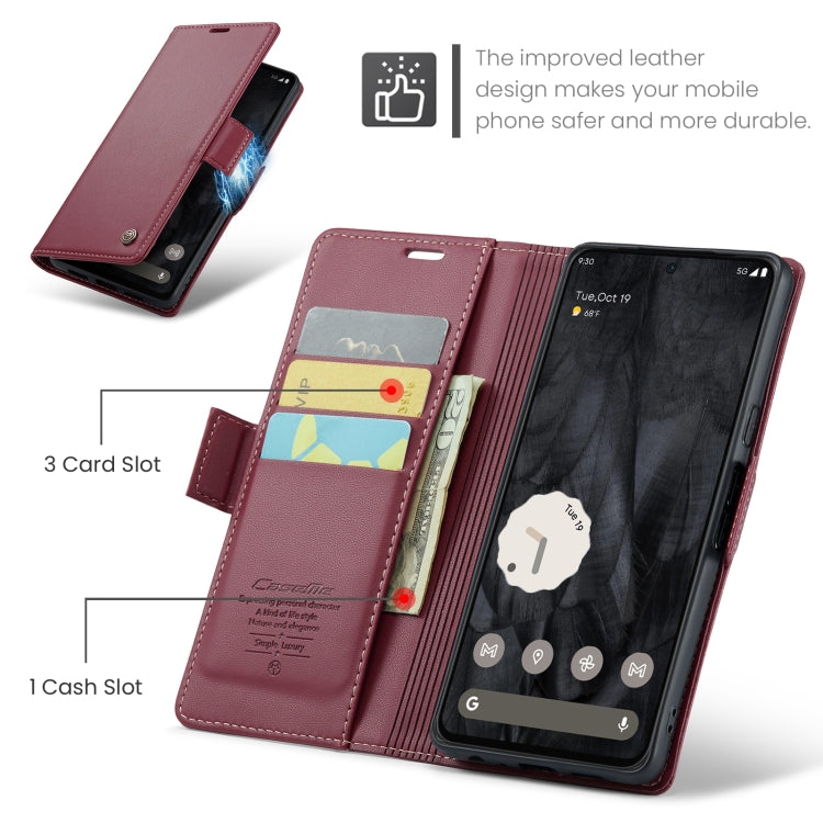 For Google Pixel 8 Pro CaseMe 023 Butterfly Buckle Litchi Texture RFID Anti-theft Leather Phone Case(Wine Red)