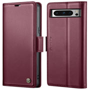 For Google Pixel 8 Pro CaseMe 023 Butterfly Buckle Litchi Texture RFID Anti-theft Leather Phone Case(Wine Red)