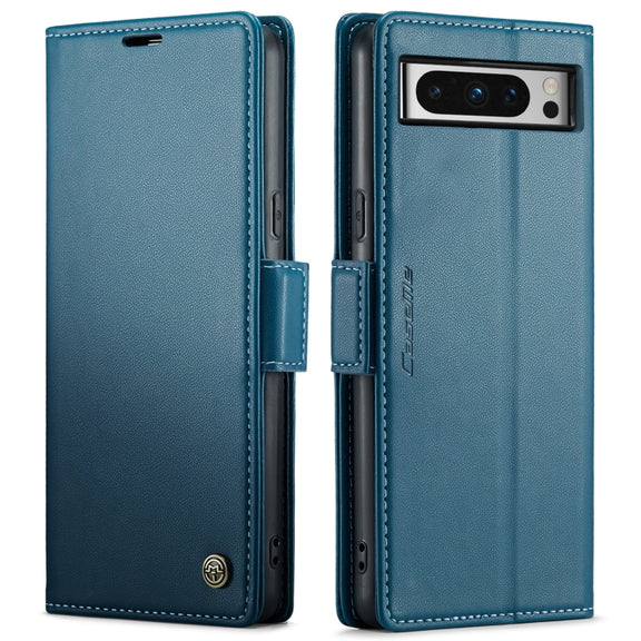 For Google Pixel 8 Pro CaseMe 023 Butterfly Buckle Litchi Texture RFID Anti-theft Leather Phone Case(Blue)