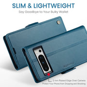 For Google Pixel 8 Pro CaseMe 023 Butterfly Buckle Litchi Texture RFID Anti-theft Leather Phone Case(Blue)